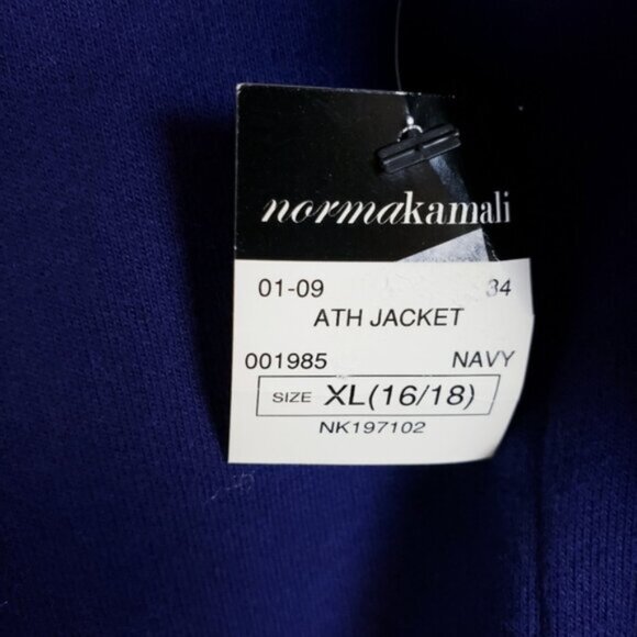 NWT Norma Kamali Navy Blue Jacket Blazer Stretch Knit size XL Office Career - Picture 4 of 12